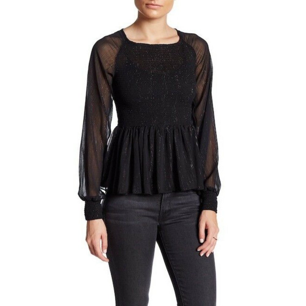 New Nordstrom Endless Rose Black Sparkle Blouse